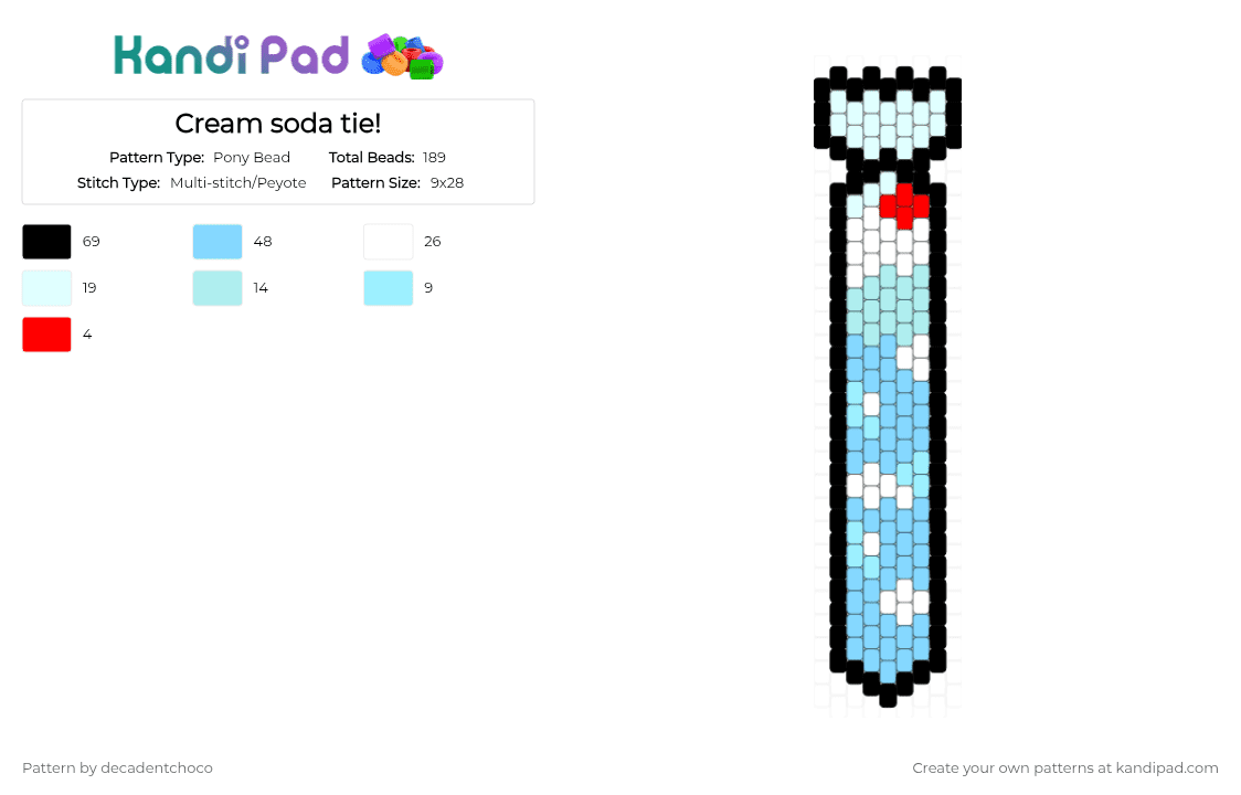 Cream soda tie! - Pony Bead Pattern by decadentchoco on Kandi Pad - light blue