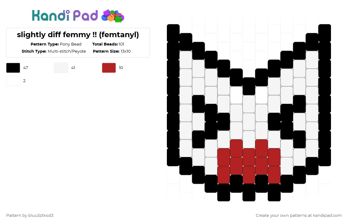 slightly diff femmy !! (femtanyl) - Pony Bead Pattern by bluu3ztk4d3 on Kandi Pad - white