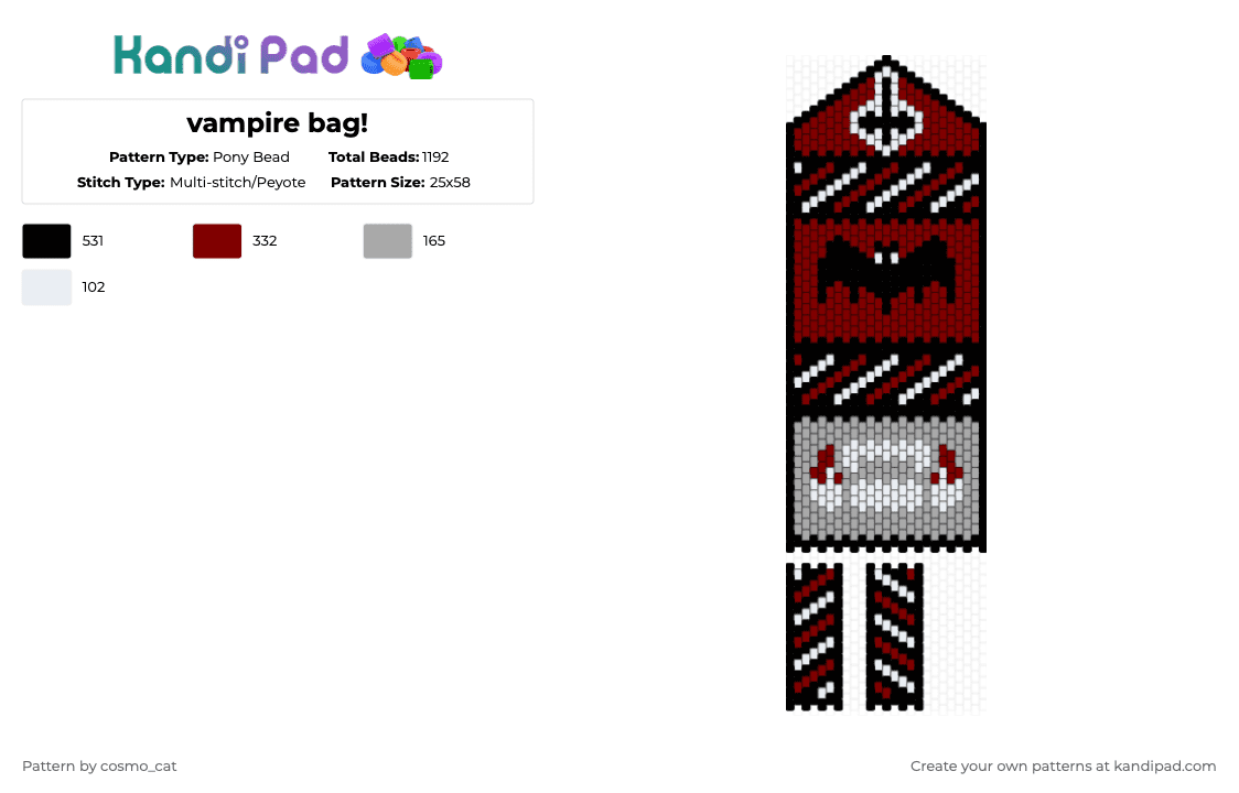 vampire bag! - Pony Bead Pattern by cosmo_cat on Kandi Pad - brown,beige,bag,vampire,alt,horror,purse,spooky,halloween