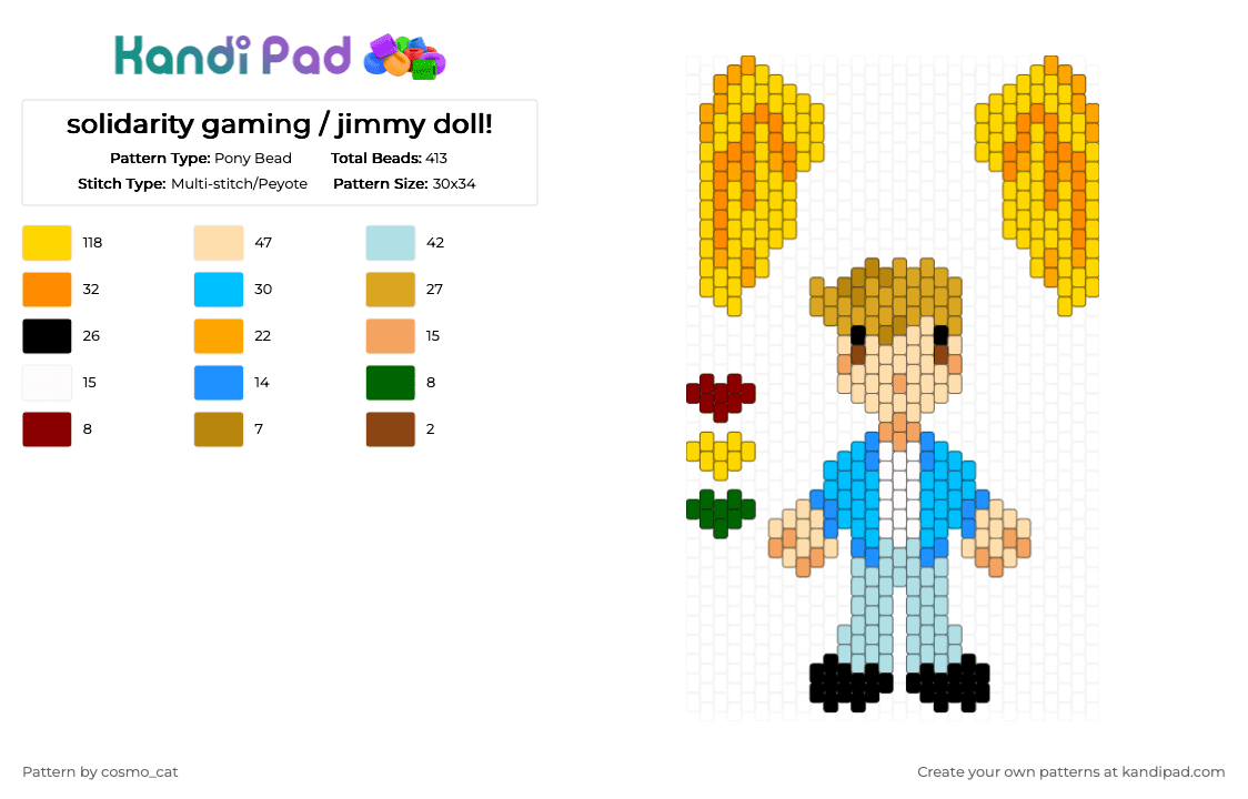 solidarity gaming / jimmy doll! - Pony Bead Pattern by cosmo_cat on Kandi Pad - orange,light blue,yellow,doll,life series,minecraft,youtube,traffic smp,solidarity gaming,jimmy