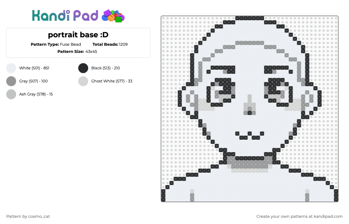 portrait base :D - Fuse Bead Pattern by cosmo_cat on Kandi Pad - white,gray,base