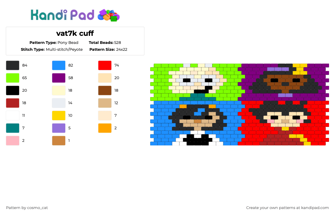 vat7k cuff - Pony Bead Pattern by cosmo_cat on Kandi Pad - pink,red,colorful,vtt,varian and the seven kingdoms,vat7k,cuff