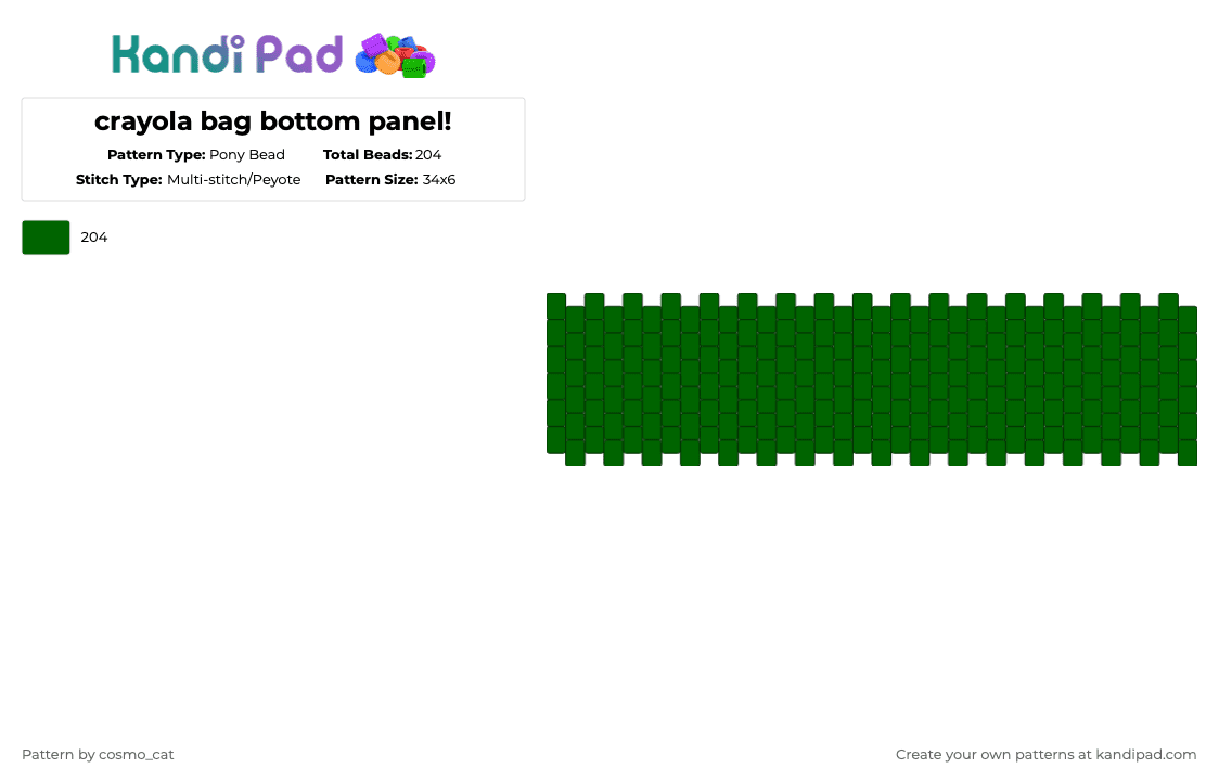 crayola bag bottom panel! - Pony Bead Pattern by cosmo_cat on Kandi Pad - green,crayola,bag,panel,crayon