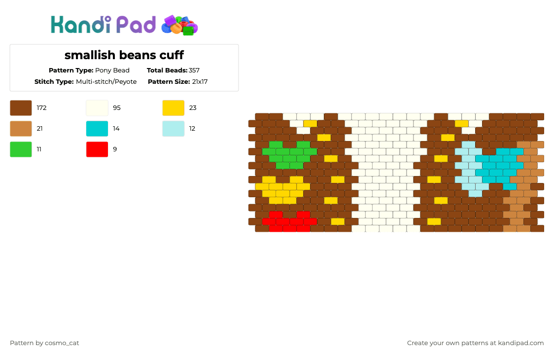 smallish beans cuff - Pony Bead Pattern by cosmo_cat on Kandi Pad - 3rd life, double life, hermitcraft, last life, life series, minecraft, red, secret life