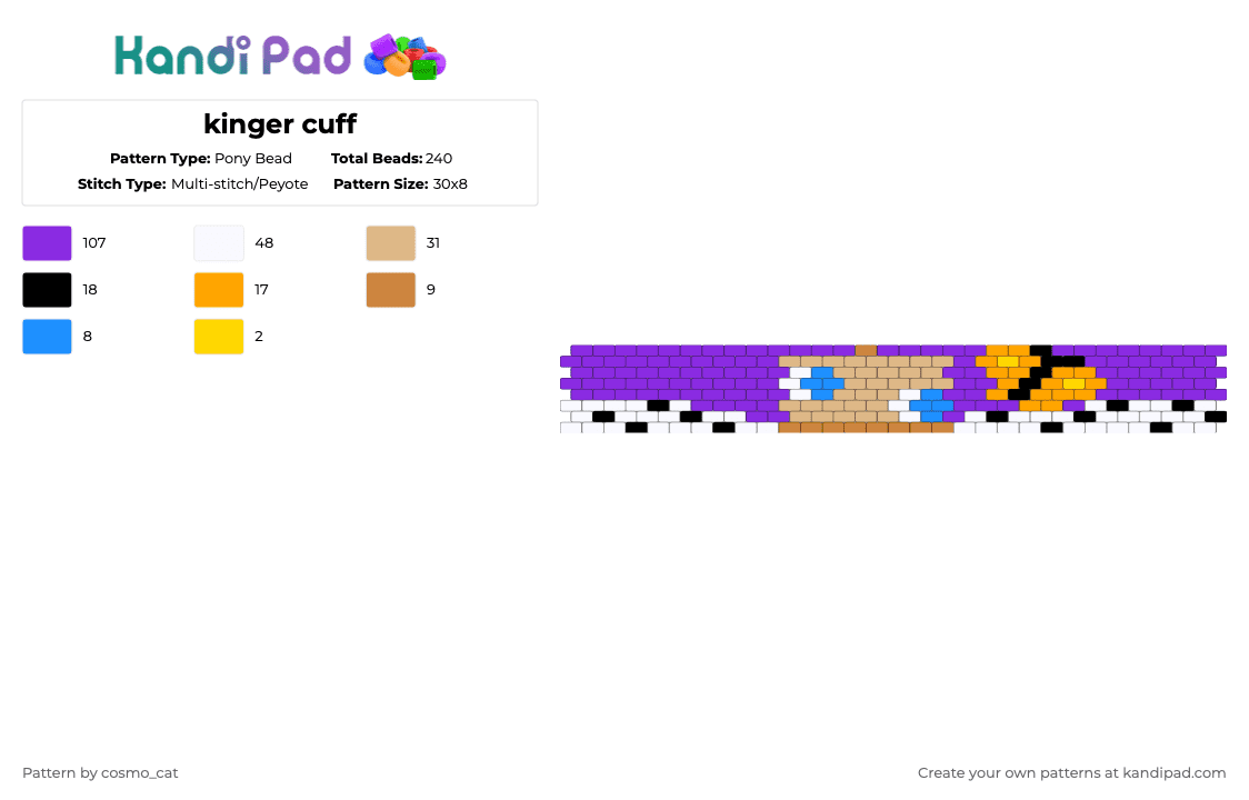 kinger cuff - Pony Bead Pattern by cosmo_cat on Kandi Pad - purple,tadc,the amazing digital circus,cuff,kinger