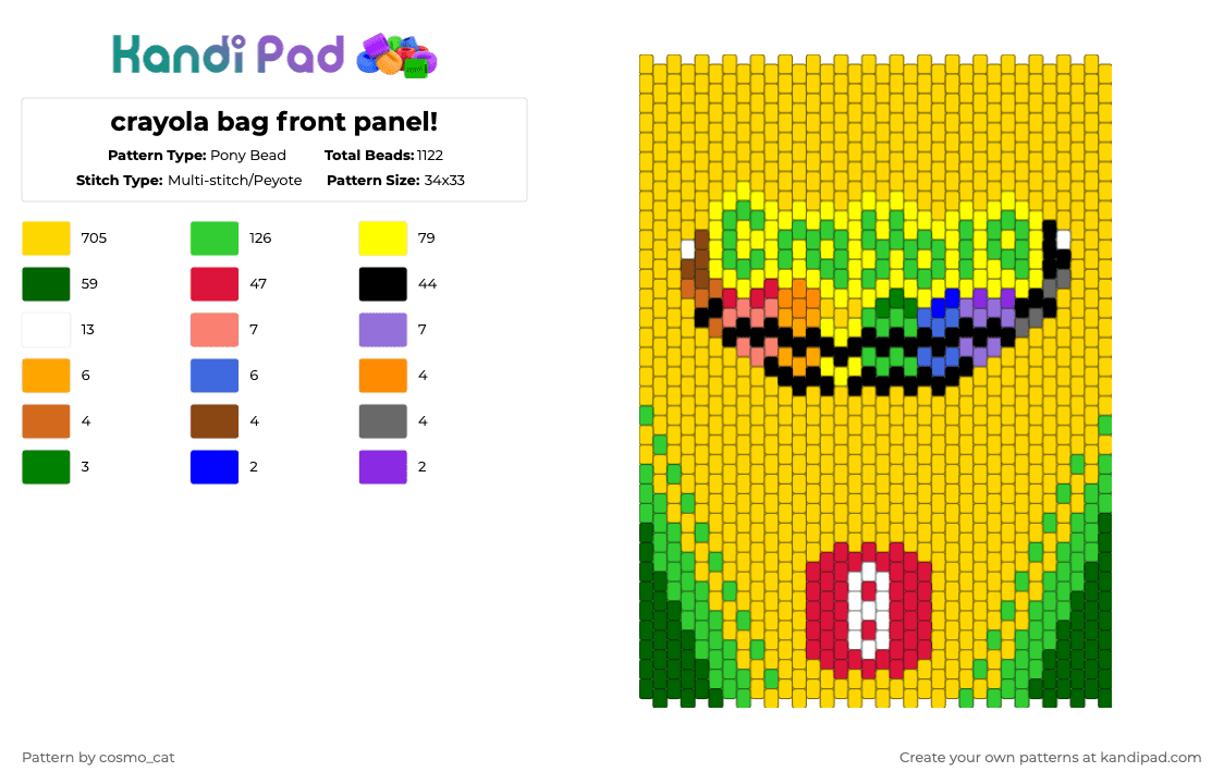 crayola bag front panel! - Pony Bead Pattern by cosmo_cat on Kandi Pad - green,yellow,crayola,bag,panel,crayon
