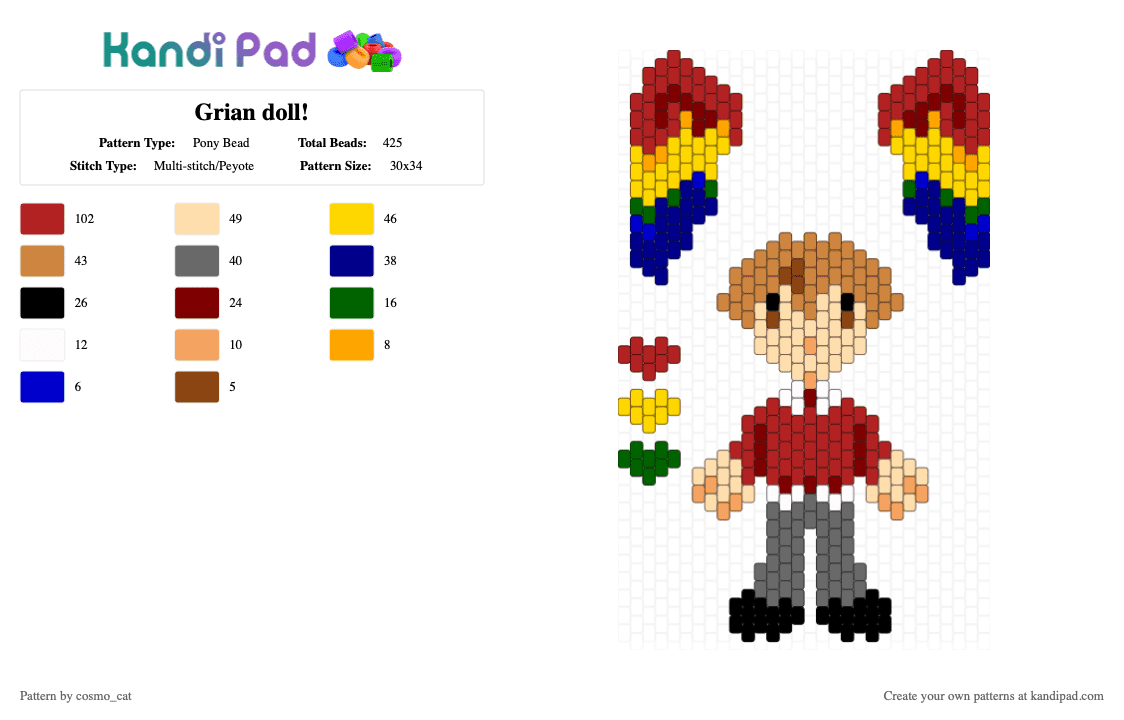 Grian doll! - Pony Bead Pattern by cosmo_cat on Kandi Pad - orange,purple,yellow,colorful,doll,grian,life series,minecraft,youtube,traffic smp