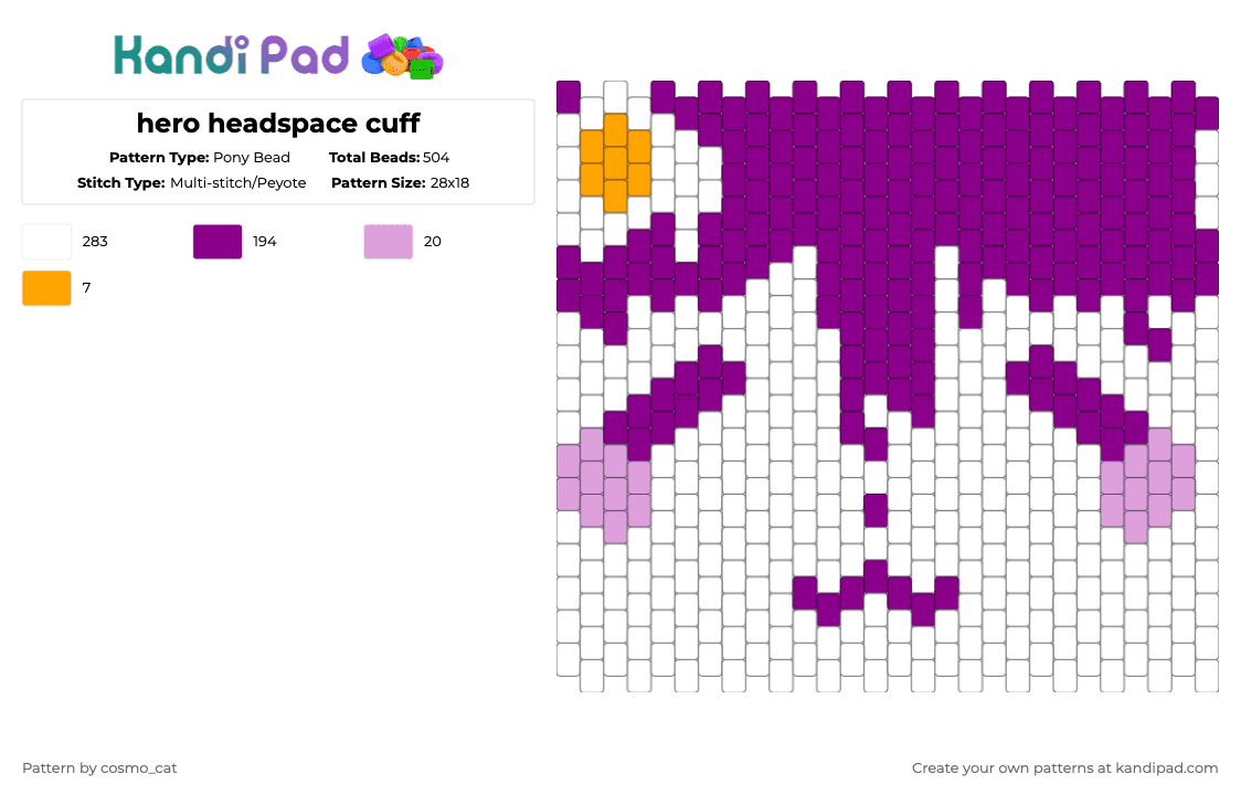 hero headspace cuff - Pony Bead Pattern by cosmo_cat on Kandi Pad - pink,omori,gaming,video games