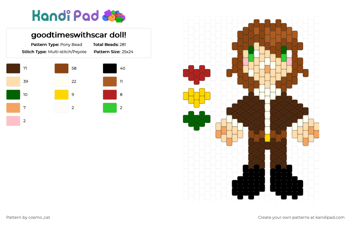 goodtimeswithscar doll! - Pony Bead Pattern by cosmo_cat on Kandi Pad - beige,red,brown,doll,life series,minecraft,youtube,traffic smp,goodtimeswithscar