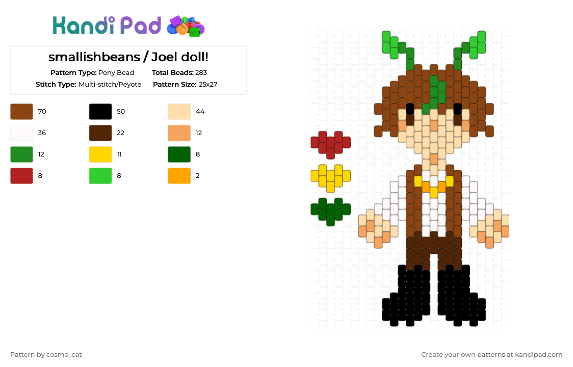 smallishbeans / Joel doll! - Pony Bead Pattern by cosmo_cat on Kandi Pad - beige,red,doll,life series,minecraft,youtube,traffic smp,smallishbeans