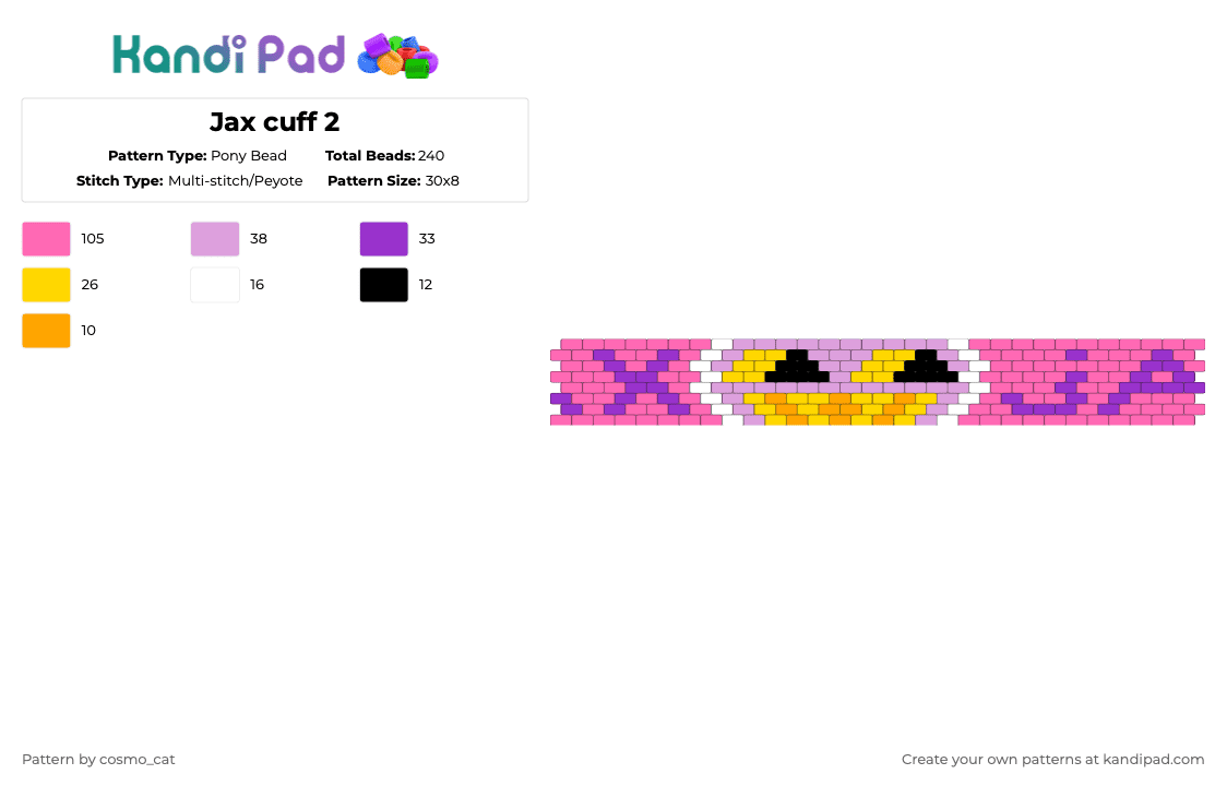 Jax cuff 2 - Pony Bead Pattern by cosmo_cat on Kandi Pad - pink,tadc,the amazing digital circus,jax