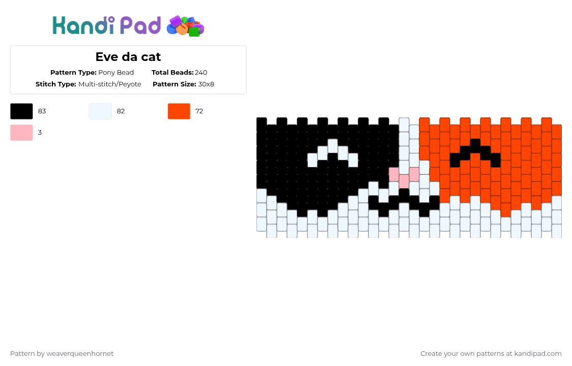 Eve da cat - Pony Bead Pattern by weaverqueenhornet on Kandi Pad - red