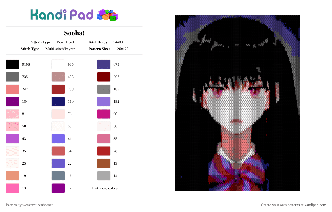 Sooha! - Pony Bead Pattern by weaverqueenhornet on Kandi Pad - 