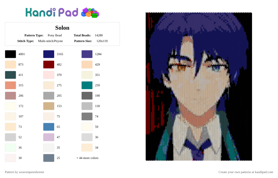 Solon - Pony Bead Pattern by weaverqueenhornet on Kandi Pad - 