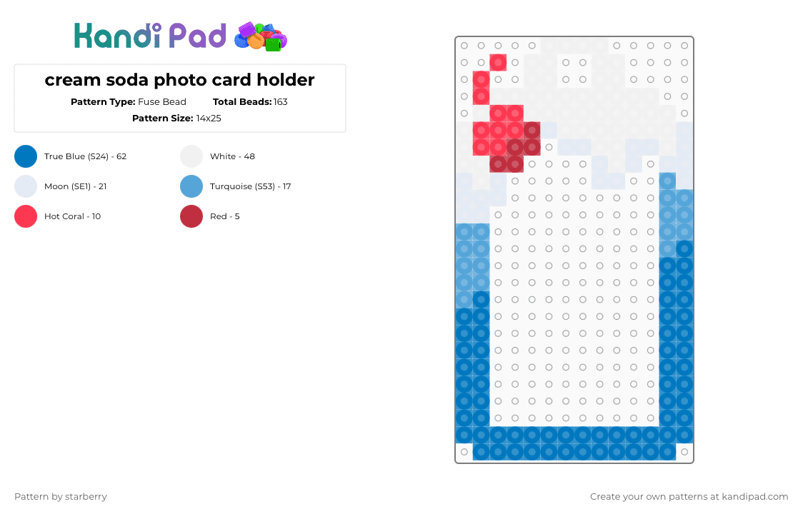 cream soda photo card holder - Fuse Bead Pattern by starberry on Kandi Pad - blue