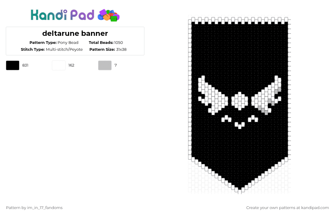 deltarune banner - Pony Bead Pattern by im_in_17_fandoms on Kandi Pad - black, white