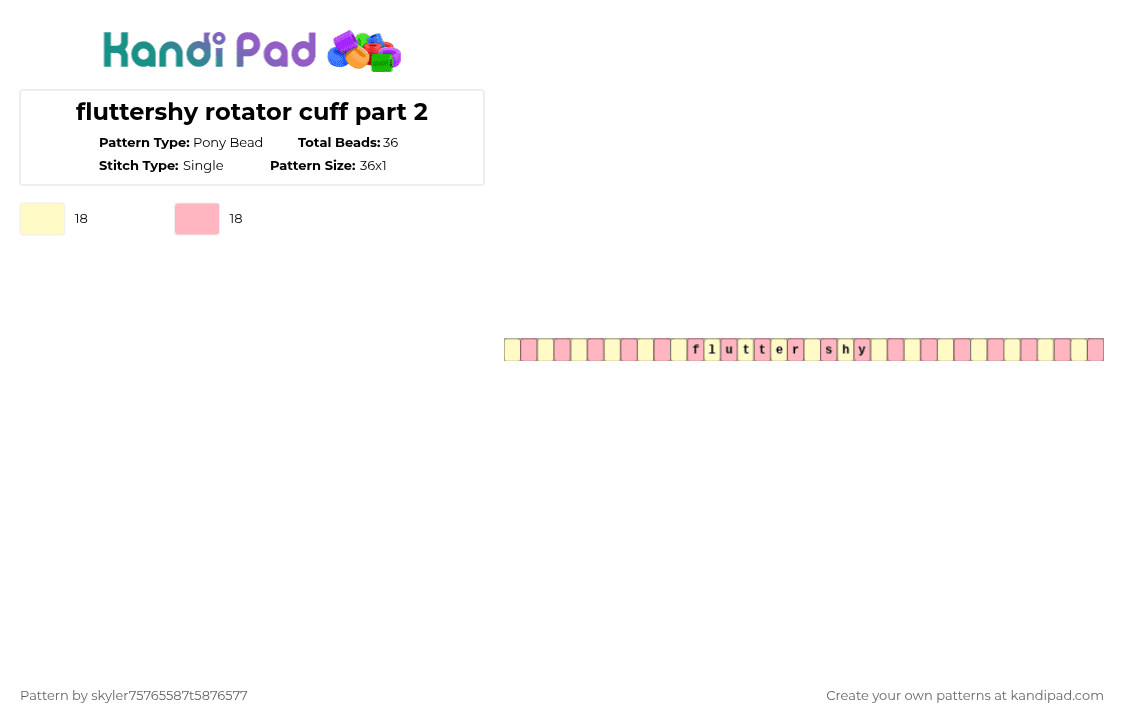 fluttershy rotator cuff part 2 - Pony Bead Pattern by skyler75765587t5876577 on Kandi Pad - yellow,pink