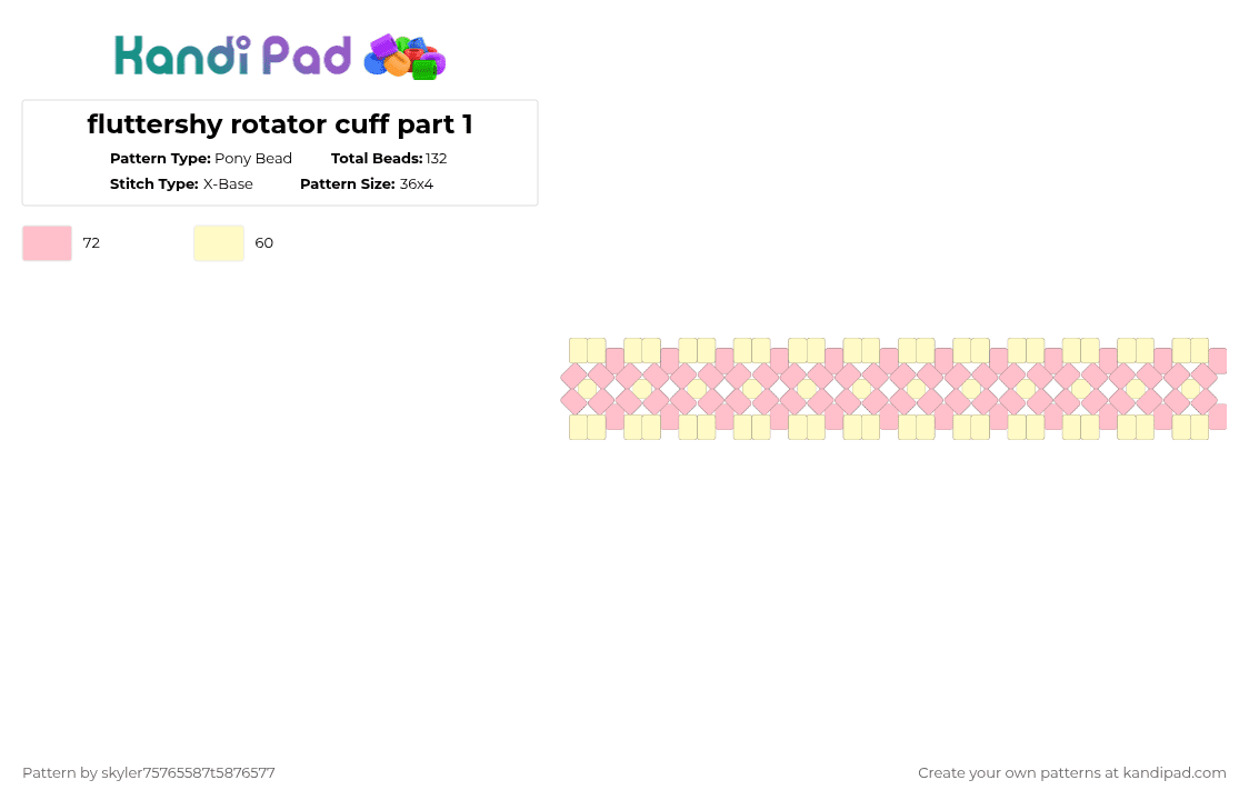 fluttershy rotator cuff part 1 - Pony Bead Pattern by skyler75765587t5876577 on Kandi Pad - yellow,pink