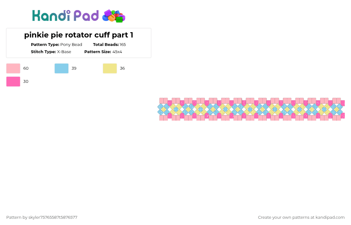 pinkie pie rotator cuff part 1 - Pony Bead Pattern by skyler75765587t5876577 on Kandi Pad - pink