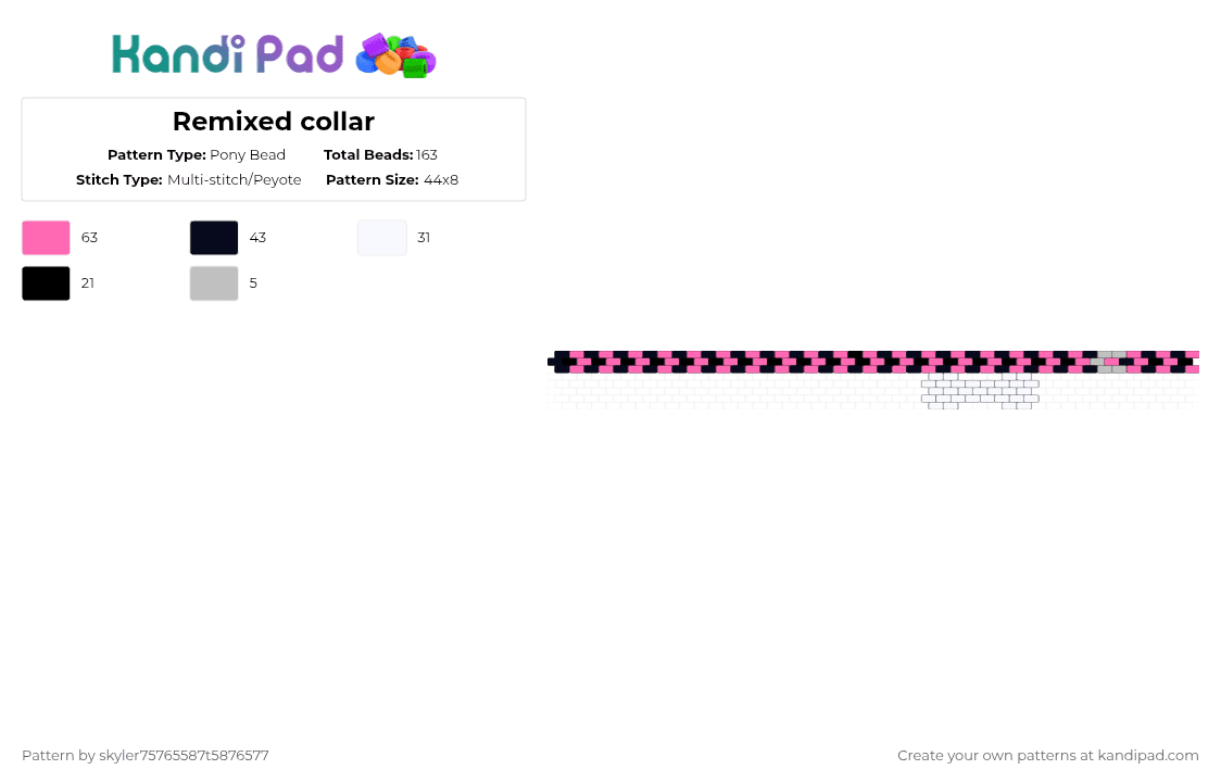 Remixed collar - Pony Bead Pattern by skyler75765587t5876577 on Kandi Pad - pink