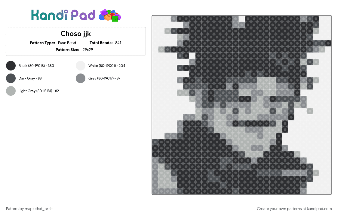 Choso jjk - Fuse Bead Pattern by maplethxt_artist on Kandi Pad - 