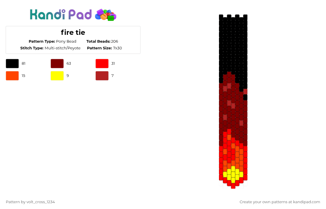 fire tie - Pony Bead Pattern by deleted_user_610074 on Kandi Pad - brown,red