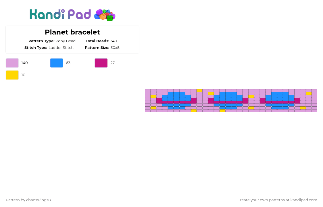 Planet bracelet - Pony Bead Pattern by chaoswings8 on Kandi Pad - pink