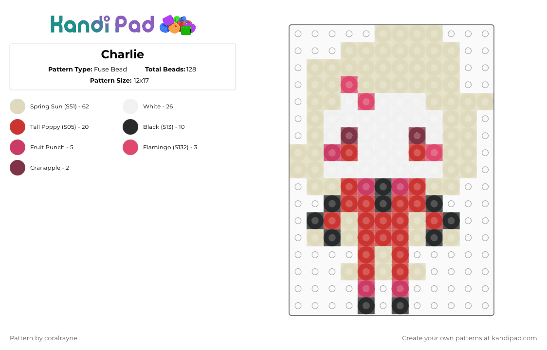 Charlie - Fuse Bead Pattern by coralrayne on Kandi Pad - beige,red,charlie,charlie morningstar,charlie hh,hh,hazbin hotel,hazbin,hh charlie,morningstar