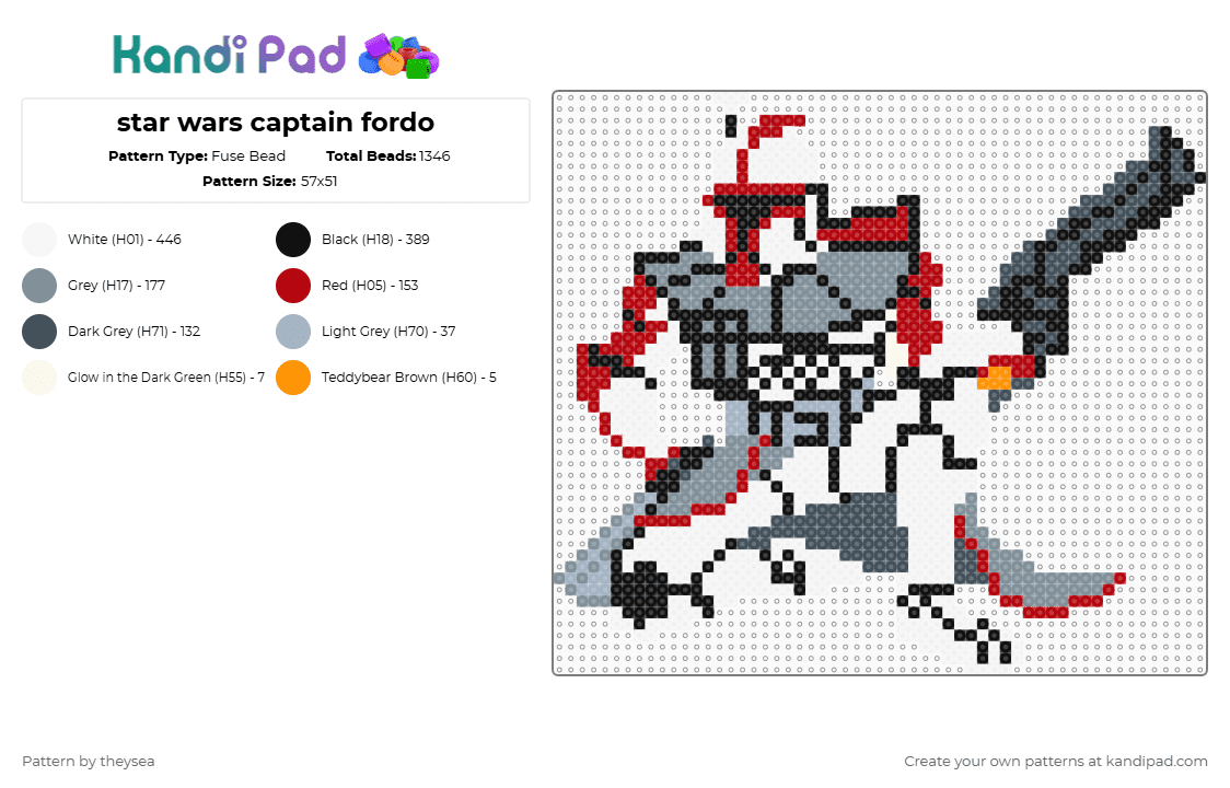 star wars captain fordo - Fuse Bead Pattern by theysea on Kandi Pad - star wars,captain fordo,clone,trooper,armor,sci-fi,movie,animated,military,soldier,scifi,white,red,gray,purple
