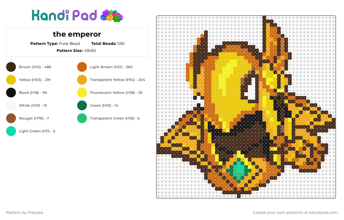 the emperor - Fuse Bead Pattern by theysea on Kandi Pad - brown,orange,yellow