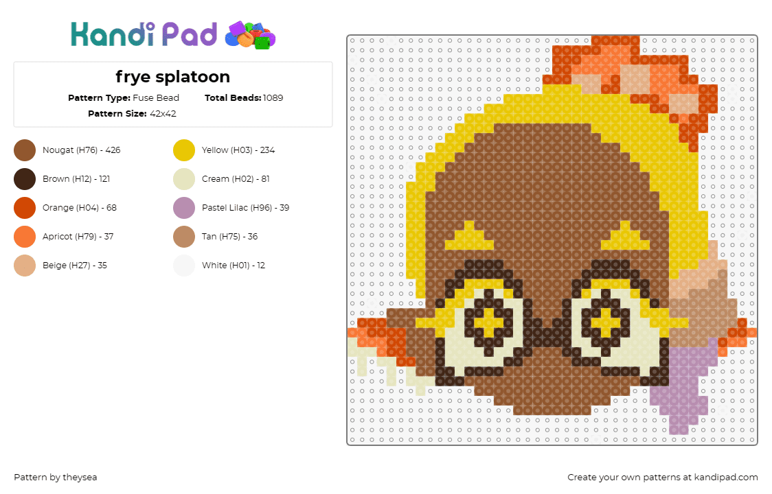 frye splatoon - Fuse Bead Pattern by theysea on Kandi Pad - frye onaga,splatoon,playful,quirky,game-inspired,brown