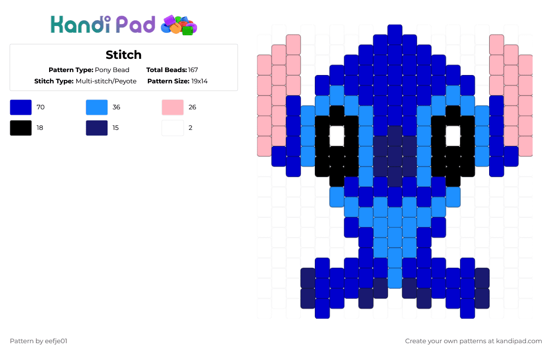 Stitch Pony Bead Pattern - Kandi Pad | Kandi Patterns, Fuse Bead ...