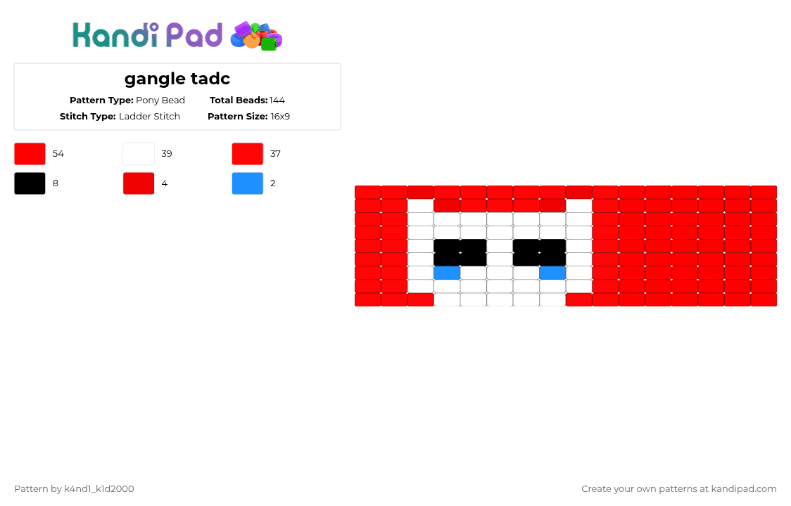gangle tadc - Pony Bead Pattern by k4nd1_k1d2000 on Kandi Pad - red,tadc,art