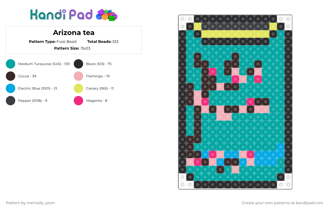 Arizona tea - Fuse Bead Pattern by mentally_yoon on Kandi Pad - brown,teal