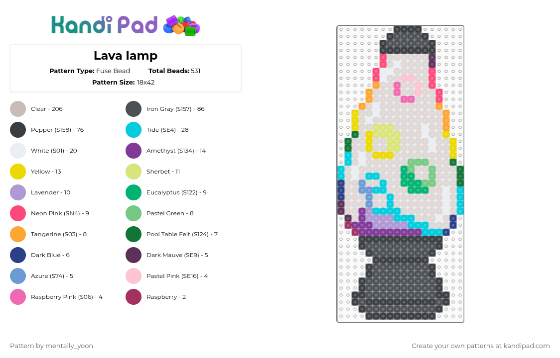 Lava lamp - Fuse Bead Pattern by mentally_yoon on Kandi Pad - purple,pink,beige