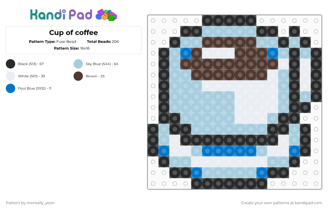 Cup of coffee - Fuse Bead Pattern by mentally_yoon on Kandi Pad - light blue