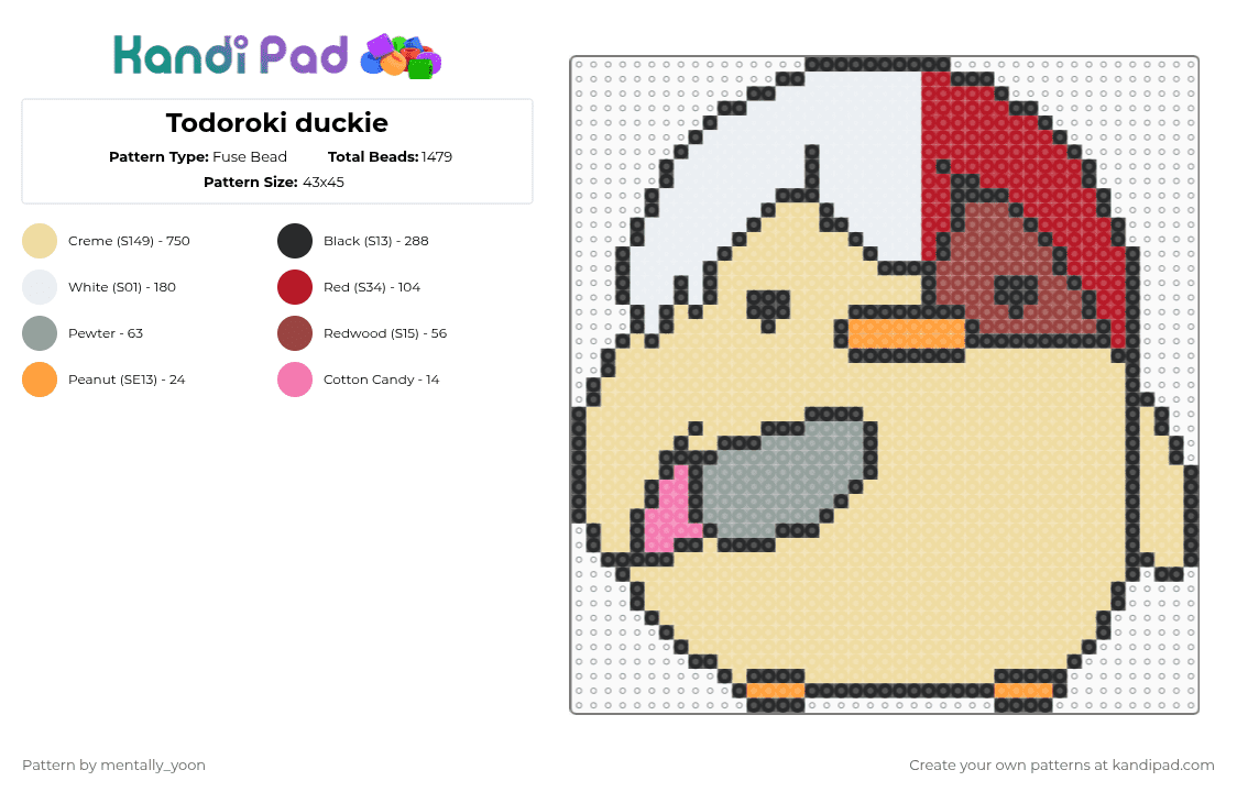 Todoroki duckie - Fuse Bead Pattern by mentally_yoon on Kandi Pad - beige