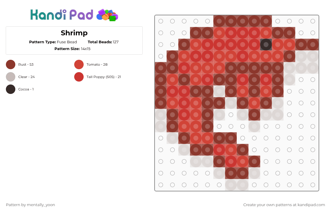 Shrimp - Fuse Bead Pattern by mentally_yoon on Kandi Pad - red