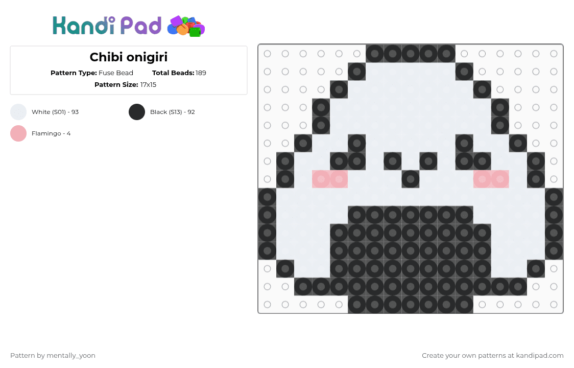Chibi onigiri - Fuse Bead Pattern by mentally_yoon on Kandi Pad - white