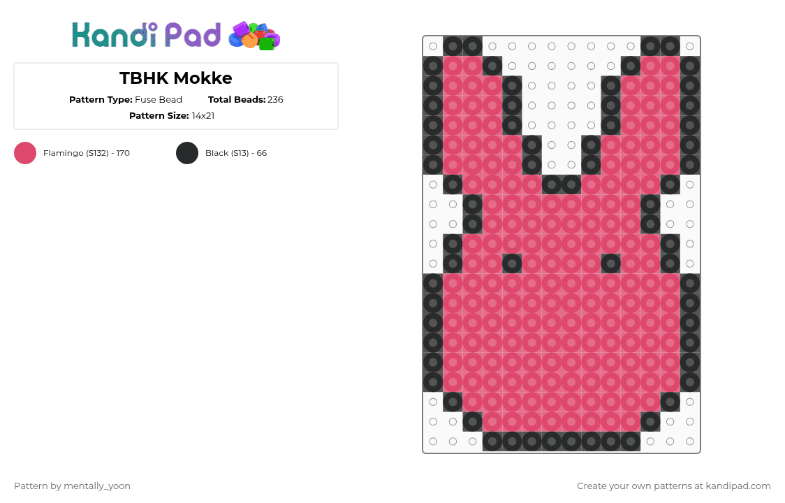 TBHK Mokke - Fuse Bead Pattern by mentally_yoon on Kandi Pad - black,red