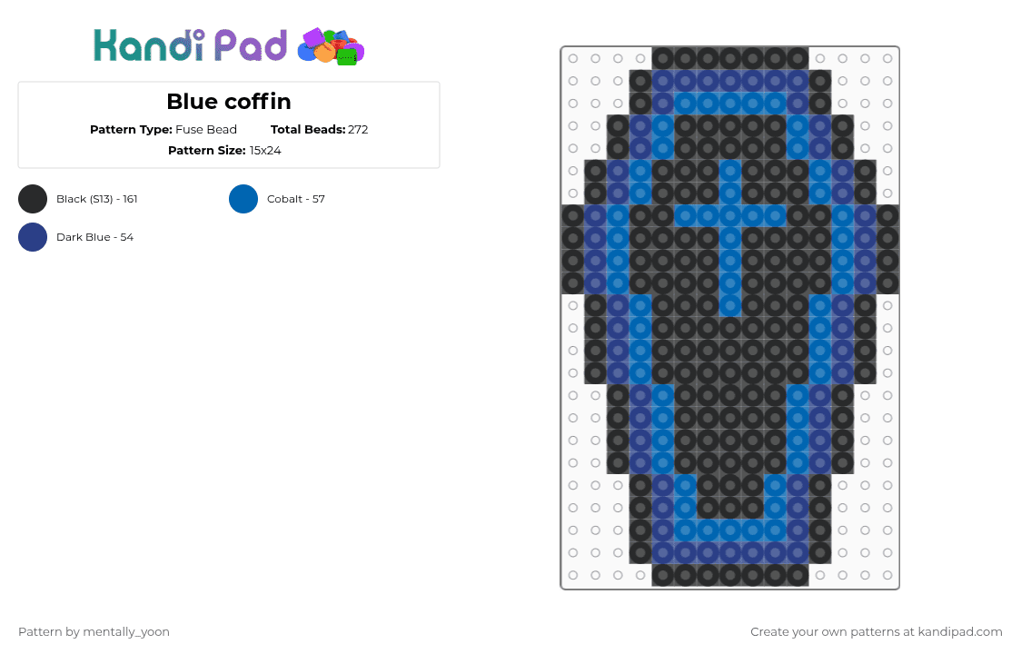 Blue coffin - Fuse Bead Pattern by mentally_yoon on Kandi Pad - black,blue