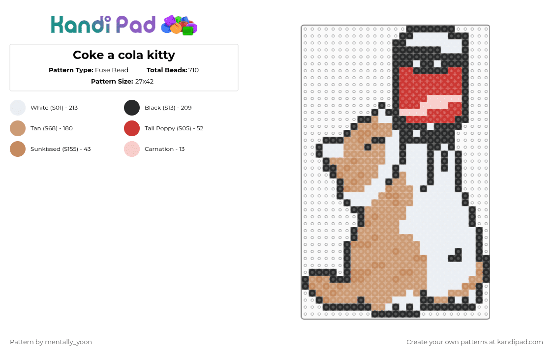 Coke a cola kitty - Fuse Bead Pattern by mentally_yoon on Kandi Pad - beige