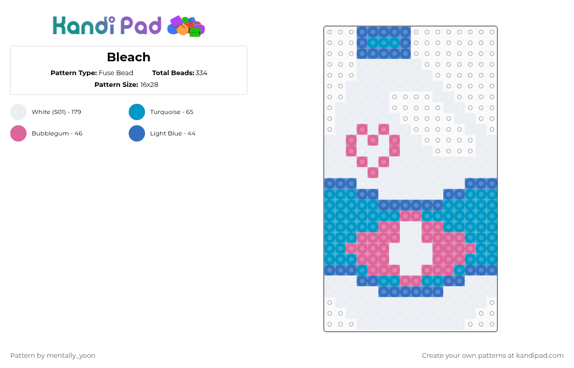 Bleach - Fuse Bead Pattern by mentally_yoon on Kandi Pad - white,light blue