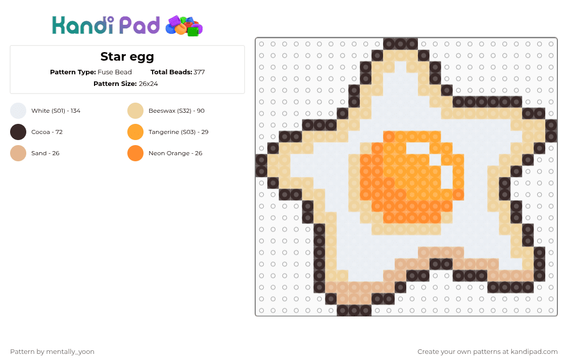 Star egg - Fuse Bead Pattern by mentally_yoon on Kandi Pad - beige