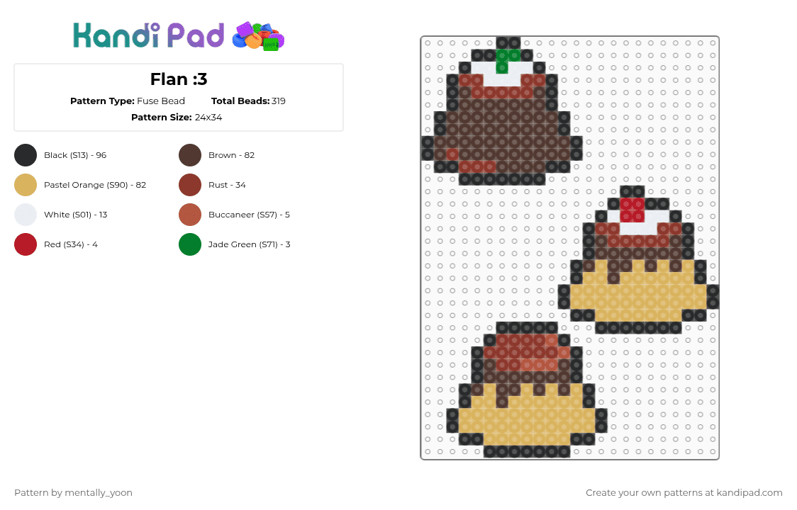 Flan :3 - Fuse Bead Pattern by mentally_yoon on Kandi Pad - brown,orange