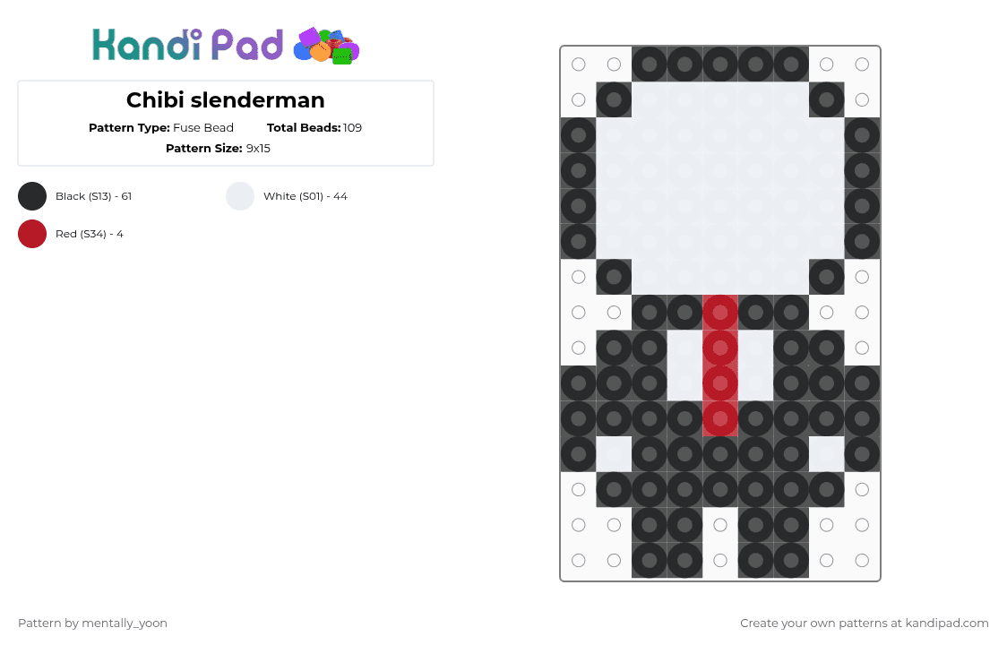 Chibi slenderman - Fuse Bead Pattern by mentally_yoon on Kandi Pad - white