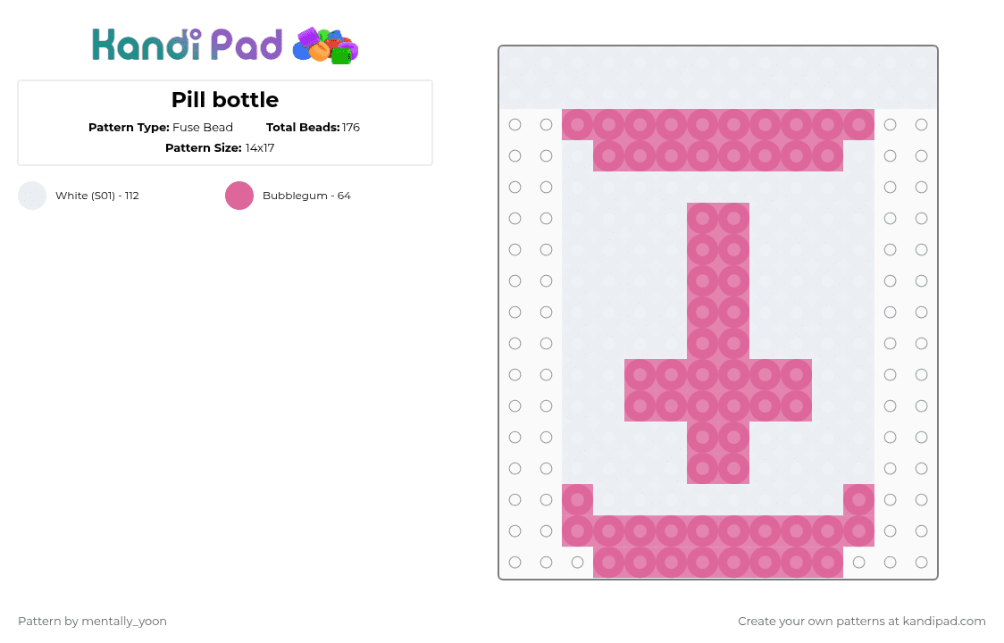 Pill bottle - Fuse Bead Pattern by mentally_yoon on Kandi Pad - pink,white