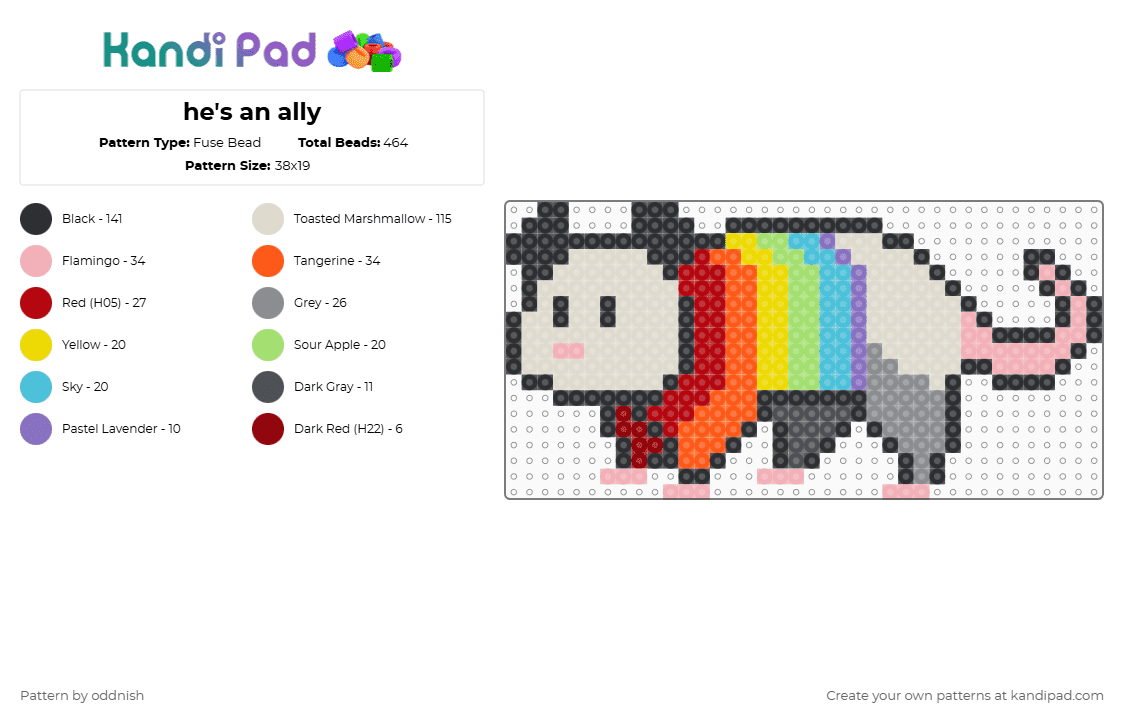 he\'s an ally - Fuse Bead Pattern by oddnish on Kandi Pad - beige,gray,possom