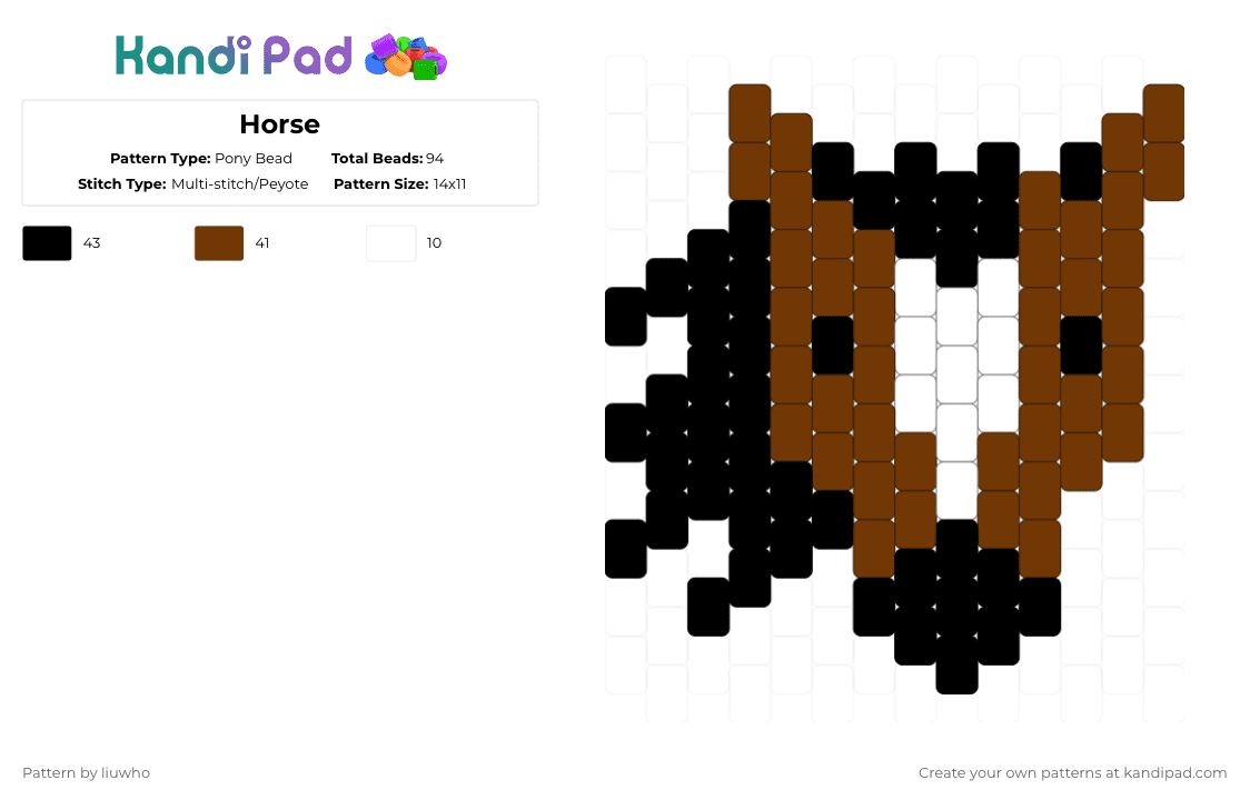 Horse - Pony Bead Pattern by liuwho on Kandi Pad - brown