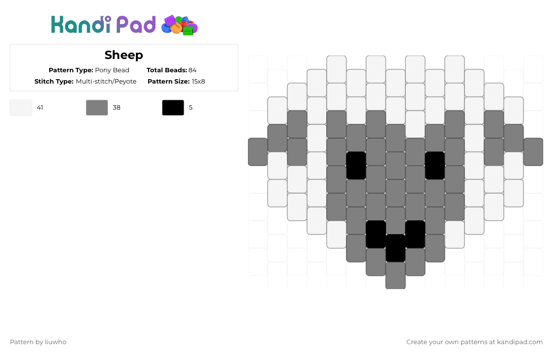 Sheep - Pony Bead Pattern by liuwho on Kandi Pad - gray,white,animal,sheep